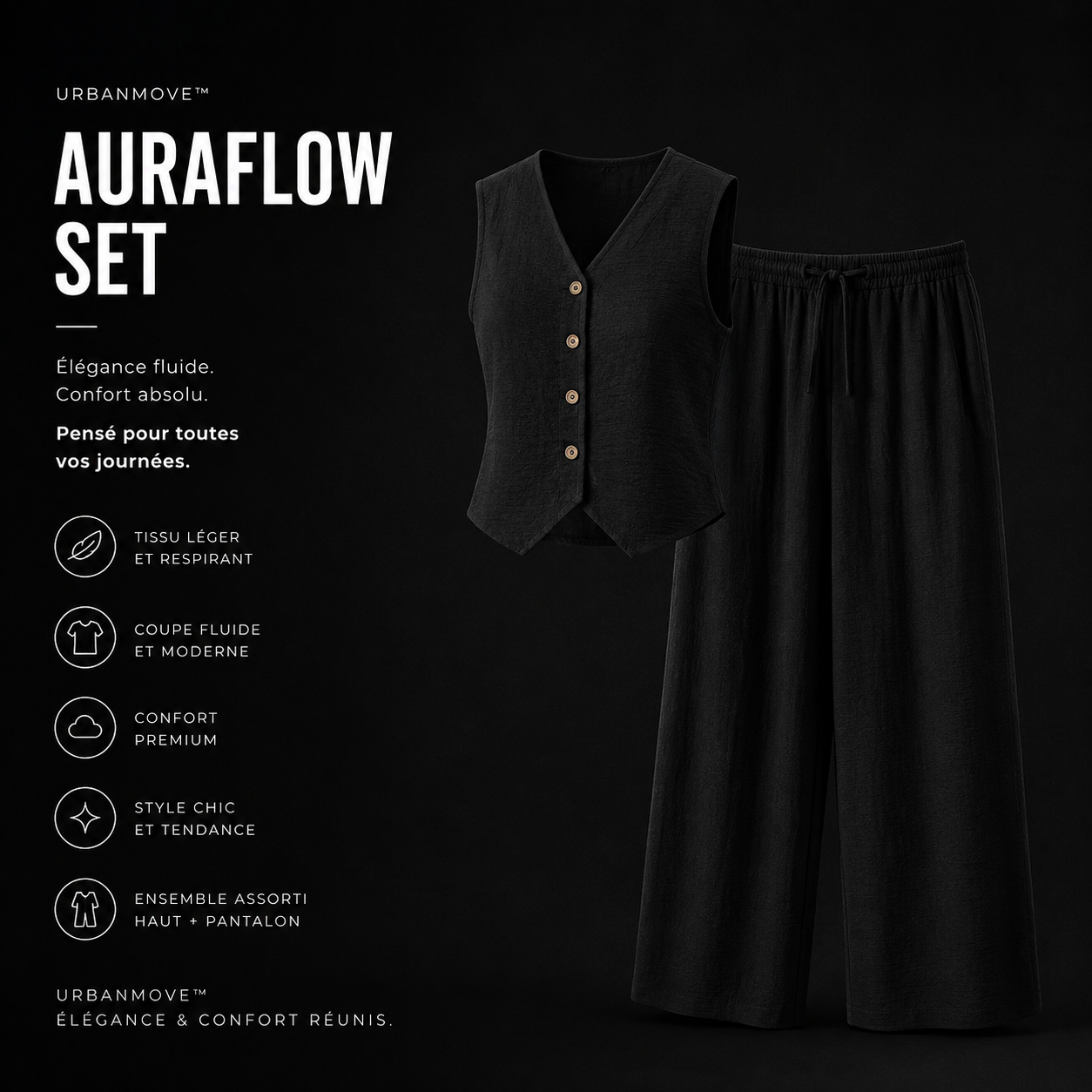 Ensemble femme fluide premium été | UrbanMove™ AuraFlow Set