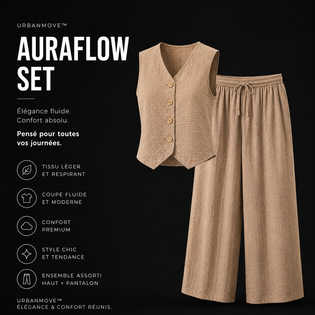 Ensemble femme fluide premium été | UrbanMove™ AuraFlow Set